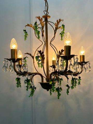 Murano groene druiven kroonluchter hanglamp kristal pegels beschikbaar voor biedingen