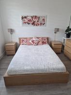 IKEA MALM bed 140x200 incl. lattenbodem en matras, Ophalen, Beige, Tweepersoons, 140 cm