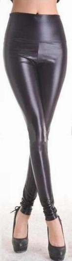 Leatherlook legging met High Waist One Size (224), Legging, Zwart, Nieuw, Ophalen of Verzenden