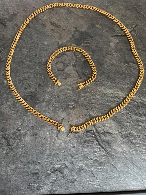 Dikke Koningsketting & Koningsarmband Cubaanse 18 kr NIEUW, Sieraden, Tassen en Uiterlijk, Kettingen, Nieuw, Overige materialen