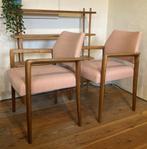 Set van 2 vintage fauteuils, opnieuw gestoffeerd, Minder dan 75 cm, Minder dan 50 cm, Zo goed als nieuw, Hout