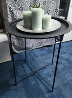 Zwarte metalen bijzettafel - Rond, Minder dan 55 cm, Metaal of Aluminium, Rond, Zo goed als nieuw