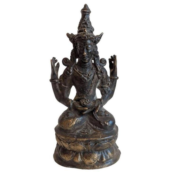 Oud bronzen beeld van Avalokiteshvara, Huis en Inrichting, Woonaccessoires | Boeddhabeelden, Gebruikt, Ophalen of Verzenden