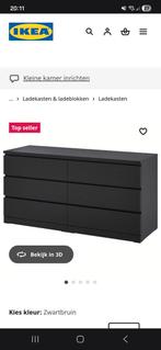 Ikea zwart Malm ladekast, Zo goed als nieuw, 3 of 4 laden, Minder dan 100 cm, 25 tot 50 cm