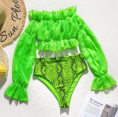 Groene slangen high waist bikini (hoge taille dames vrouwen), Kleding | Dames, Badmode en Zwemkleding, Nieuw, Bikini, Groen, Verzenden