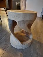 Houten Bijzettafel / Kruk - Uniek Design, Huis en Inrichting, Ophalen, Gebruikt, Wit, Hout