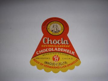 OUD reclamekaartje CHOCLA chocolademelk Van Houten's cacao