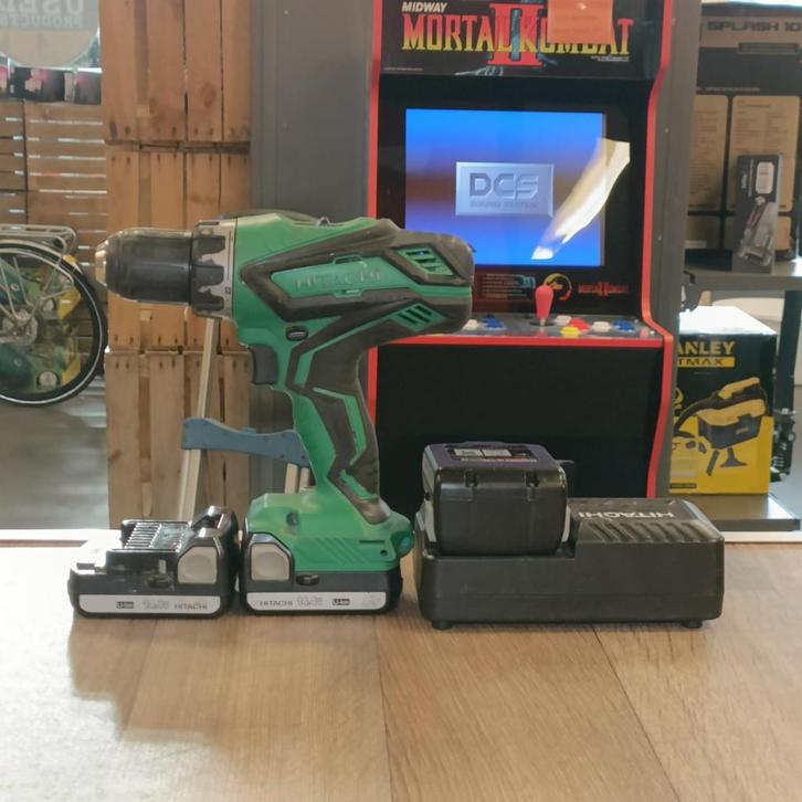 Hitachi Boormachine DS14DJL Incl 3 Accu's & Oplader, Doe-het-zelf en Verbouw, Gereedschap | Boormachines, Zo goed als nieuw
