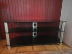 Glazen TV Meubel met 3 Planken, Ophalen, Gebruikt, 100 tot 150 cm, Glas