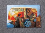 VOLKSWAGEN BUS EMAILLE RECLAMEBORD, Ophalen, Zo goed als nieuw, Reclamebord