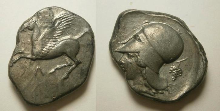 Griekse munt Leukas. 340-300 BC. Stater - Pegasus / Athene, Postzegels en Munten, Munten | Europa | Niet-Euromunten, Losse munt