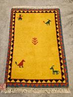 Handgeknoopt oosters wol Gabbeh tapijt modern geel 63x93cm, 50 tot 100 cm, Groen, Zo goed als nieuw, Gabbeh modern oosters vintage HYPE