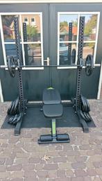 Squat half rack inclusief bankje en 170 kg halterset 50 mm, Sport en Fitness, Fitnessmaterialen, Ophalen, Zo goed als nieuw