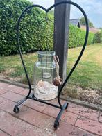 metaal standaard tuin hart model 60 cm Hoog met windlicht en, 50 tot 75 cm, Zwart, Ophalen of Verzenden, Zo goed als nieuw