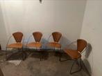 4 Arrben Linda leather & chrome chairs, Italy 70’s/80’s, Huis en Inrichting, Ophalen, Gebruikt, Bruin, Metaal
