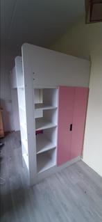 Wit met roze IKEA hoogslaper combi + bureaustoel, Huis en Inrichting, Slaapkamer | Stapelbedden en Hoogslapers, 100 cm, 180 tot 200 cm