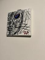 Kunstwerk muurdecoratie tijger getekend 20x20, Antiek en Kunst, Ophalen of Verzenden