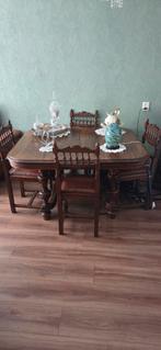 Antieke Eettafel met 4 Stoelen, Ophalen of Verzenden