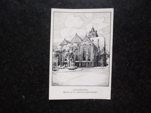 SCHOONHOVEN  St. Bartholomeuskerk Pentekening Gerrit Neven, Verzamelen, Ansichtkaarten | Nederland, Zuid-Holland, Voor 1920, Ophalen of Verzenden