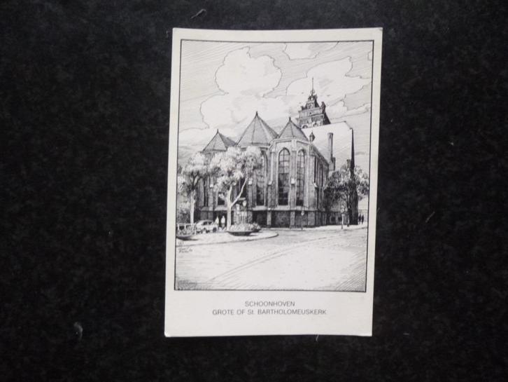 SCHOONHOVEN  St. Bartholomeuskerk Pentekening Gerrit Neven, Verzamelen, Ansichtkaarten | Nederland, Zuid-Holland, Voor 1920, Ophalen of Verzenden