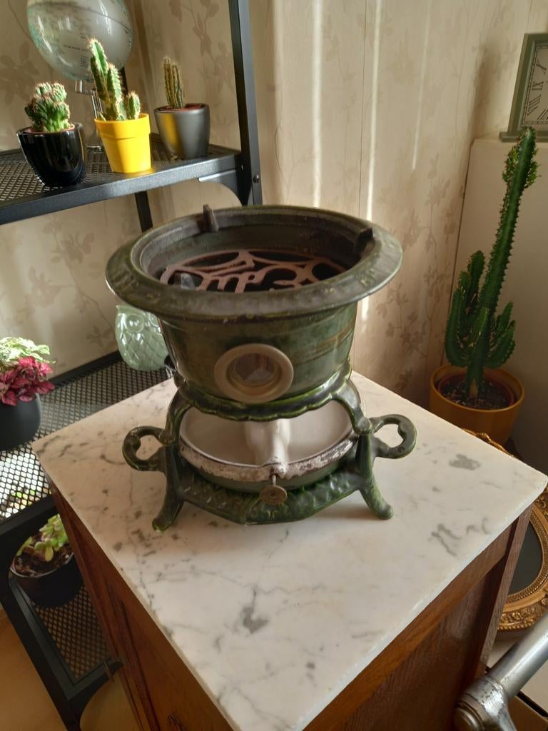 Antieke emaille petroleum stel. 1 pitter, Antiek en Kunst, Antiek | Emaille, Ophalen of Verzenden