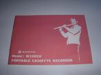 Oude handleiding Sanyo portable cassette recorder jaren 70, Ophalen of Verzenden, Overige merken