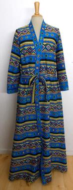 Ibiza/hippie/vintage aparte blauwe print badjas! L, Maat 42/44 (L), Zo goed als nieuw, Verzenden