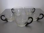 Vintage! Mooi geslepen bowlglazen met zwart oortje, Antiek en Kunst, Antiek | Glas en Kristal, Ophalen of Verzenden