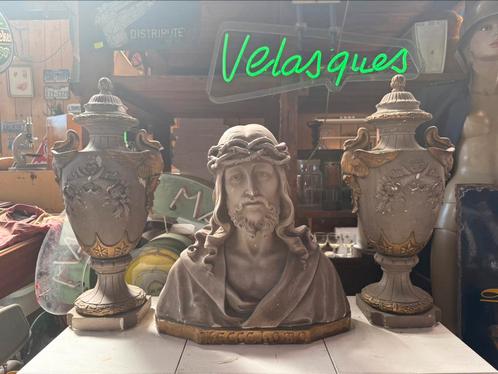 Gipsen haardbeelden Jezus Christus & vazen, Verzamelen, Beelden en Beeldjes, Gebruikt, Religie, Ophalen