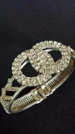 Manchet ARMBAND Zilverkleur ~ met Heldere STRASS Kristallen, Overige materialen, Ophalen of Verzenden, Zo goed als nieuw, Zilver