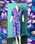 Vintage jaren 70 jurk paars/blauw bloemen maat 44, Kleding | Dames, Jurken, Verzenden, Paars, Maat 42/44 (L), Vintage