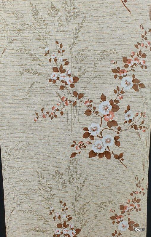 11755 Jutelook bloemenbehang met takjes en bloesem swiet, Huis en Inrichting, Stoffering | Behang, Beige, minder dan 10 m², Verzenden