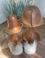 2 vintage houten paddestoelen mashrooms, Antiek en Kunst, Curiosa en Brocante, Ophalen of Verzenden