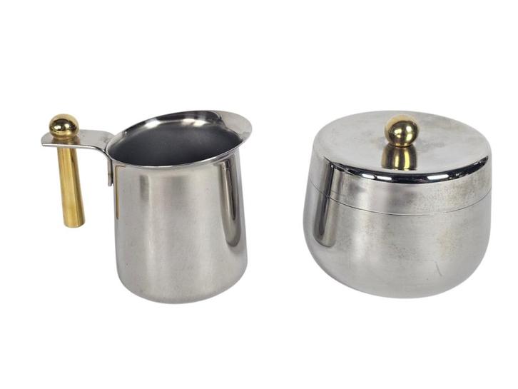Guido Bergna - 'Kitty Oro' - RVS - melkkan/suikerpot - 80s, Huis en Inrichting, Keuken | Keukenbenodigdheden, Zo goed als nieuw