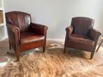2 prachtige leren clubfauteuils van kwaliteit, Huis en Inrichting, Fauteuils, Ophalen of Verzenden, Gebruikt