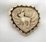 Hert, antieke hertshoorn broche, jacht (6973-2964), Ophalen, Overige materialen, Broche