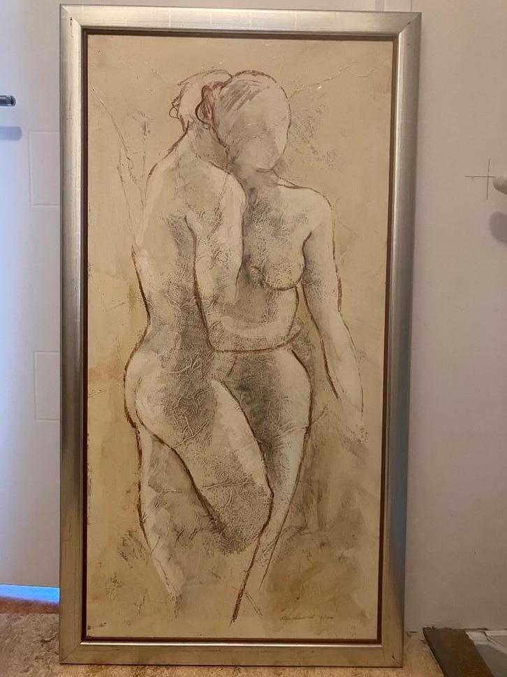 Kunstwerk ‘Liefkozing’ door Carla Raadsveld, Antiek en Kunst, Kunst | Schilderijen | Modern, Ophalen of Verzenden