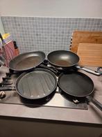 Pannenset: Vispan, Wok, Grill, Pannenkoek, Ophalen, Gebruikt, Rvs, Pannenset