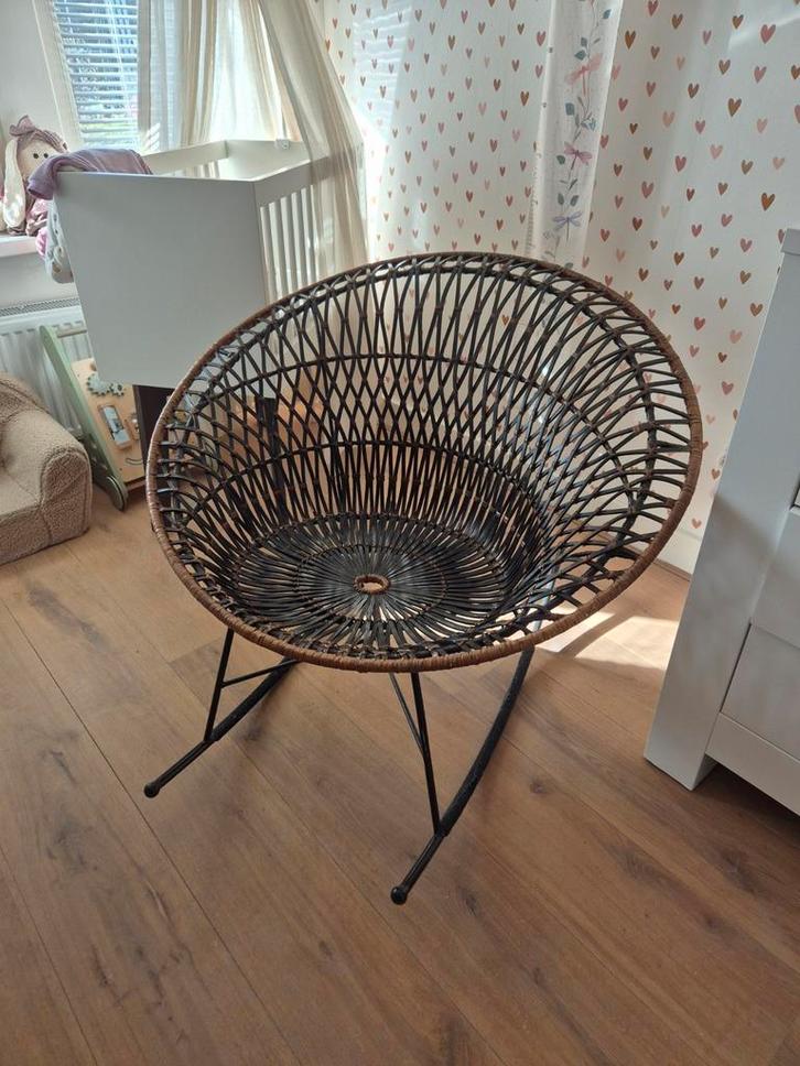 Schommelstoel HK living, Huis en Inrichting, Stoelen, Zo goed als nieuw, Eén, Metaal, Bruin, Ophalen