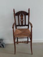 Oud Hollandse eikenhouten kinderstoel met rieten zitting, Kinderen en Baby's, Ophalen