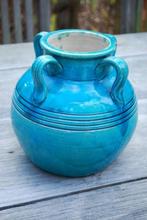 Vintage turquoise vaas, Huis en Inrichting, Woonaccessoires | Vazen, Gebruikt, Blauw, Aardewerk of Porselein, Ophalen of Verzenden