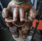 Houten beeld luba congo Vrouw & 2 kinderen, Antiek en Kunst, Ophalen