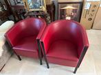 2x Moroso Design Fauteuil Italiaans Topdesign in Rood Leder, Ophalen, Gebruikt, Minder dan 75 cm, 50 tot 75 cm