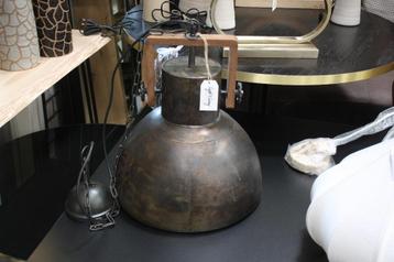 Stoere ronde hanglamp SHELLY Light & Living metaal zink hout beschikbaar voor biedingen