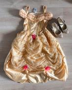 Verkleedjurk Disney Belle 4-6 jaar incl gouden schoentjes, Ophalen of Verzenden, Zo goed als nieuw, 110 t/m 116, Meisje