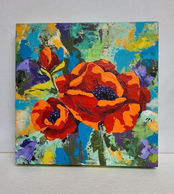 Schilderij klaprozen, Antiek en Kunst, Kunst | Schilderijen | Klassiek, Ophalen of Verzenden