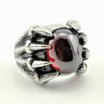 Retro Punk Stalen Ring met Rode Opaal-Steen - RVS - Heren, Heer, Nieuw, Esde2, Met edelsteen
