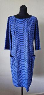 blauw travelstof jurk van Moq maat 42 (17425), Kleding | Dames, Jurken, Verzenden, Zo goed als nieuw, Blauw, Knielengte