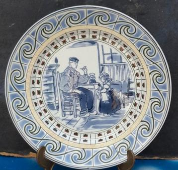Pijp rokende man. Wandbord. Franz Anton Hehlem.  Ca 1920. beschikbaar voor biedingen