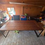 Steigerhouten Eettafel met Metalen Onderstel, Ophalen, Gebruikt, 200 cm of meer, Industrieel